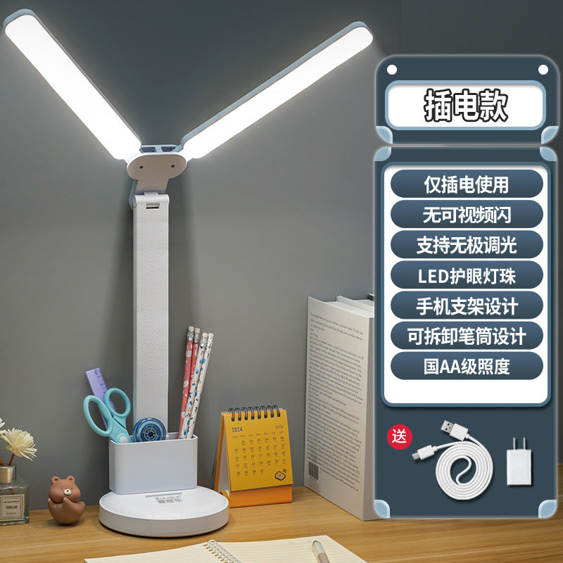 Source manufacturer smart clock double-headed eye protection desk lamp learning college student dormitory charging bedside lamp desk reading