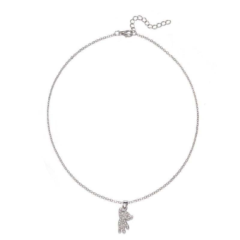 2024 autumn new arrivals: fashionable alloy diamond-studded pendant necklace for women - cute animal bear design, perfect for export