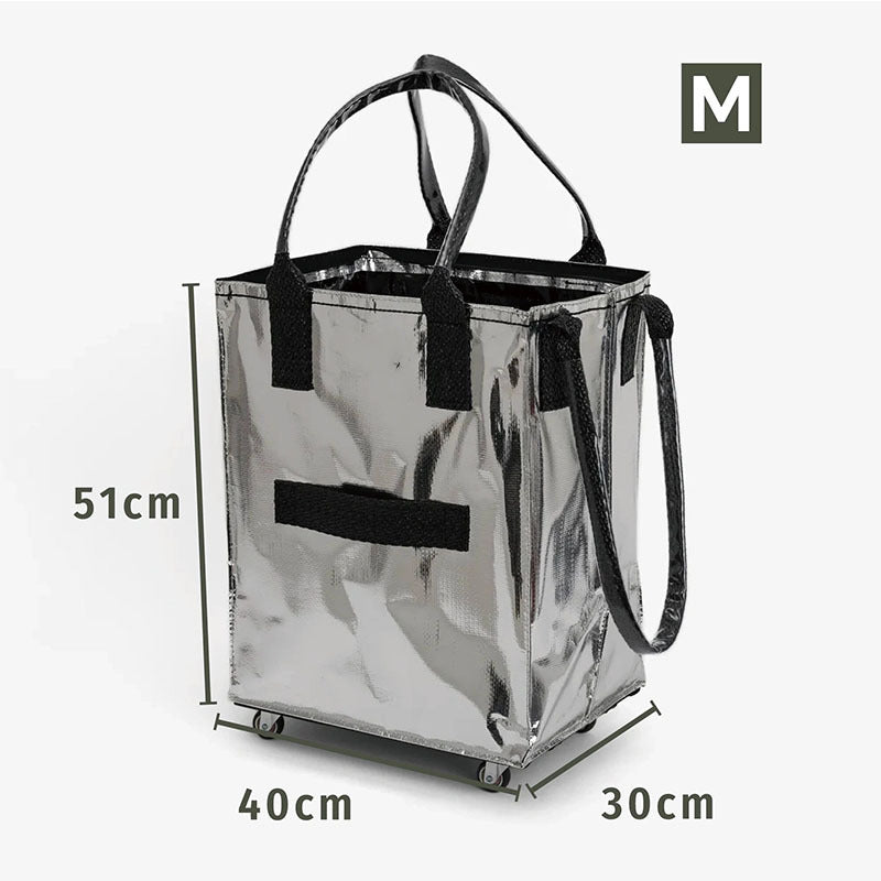 Shopping bag with roller, folding duffel bag, woven storage bag, shopping tote bag with roller, factory oversized work