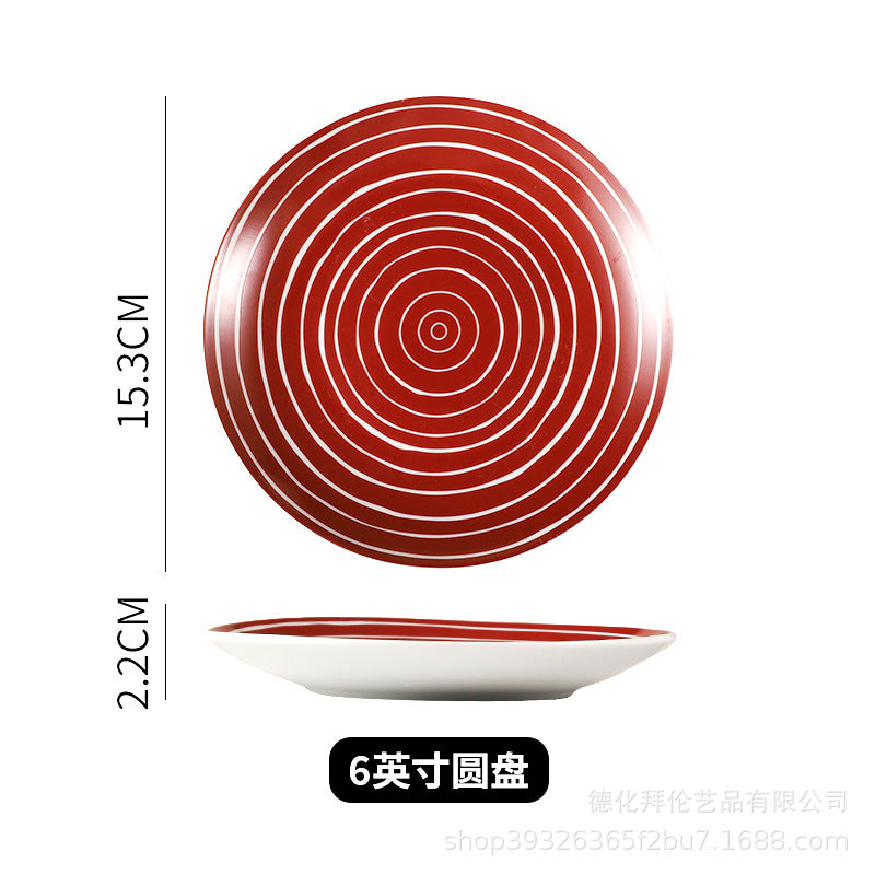 Popular creative round ceramic snack plate for home bone plate hotel side dish cake plate 6inch shallow plate