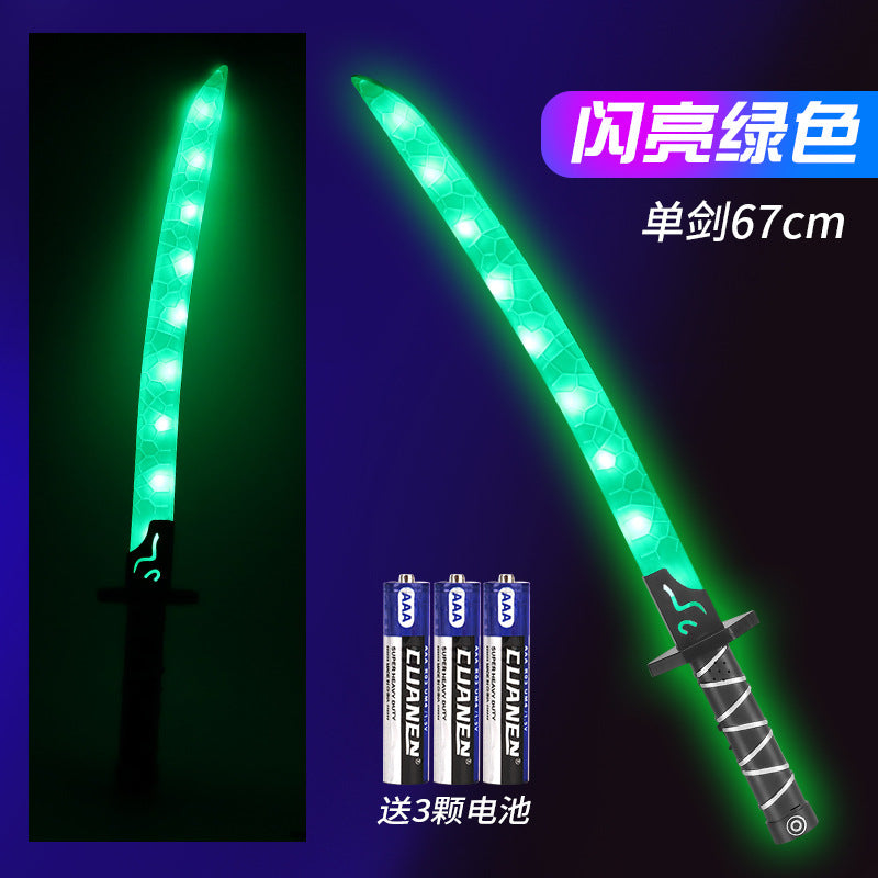 Wholesale luminous samurai sword kids toy knife model large night market stall laser sword street stall supply