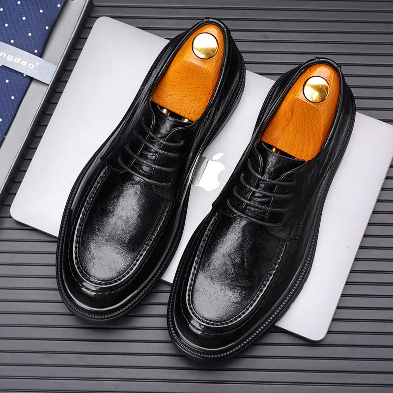 Men's formal leather dress shoes - plus size, new live stream collection, business casual british style, lace-up derby shoes, cross-border men's footwear