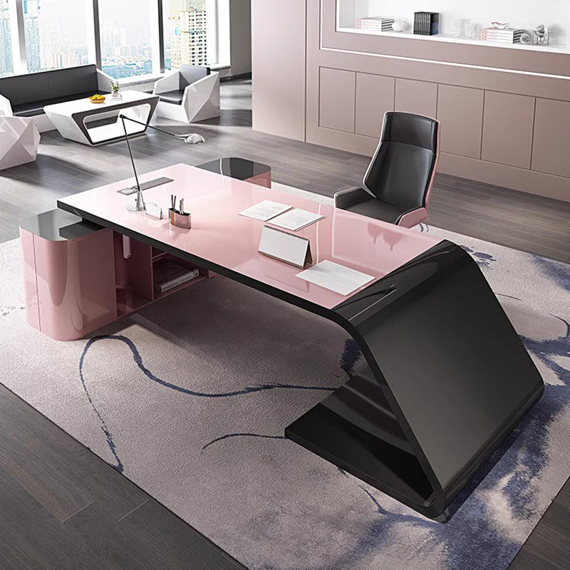 Painted office desk fashioncasual women's boss desk pink classy manager desk creative office table and chair combination