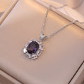Necklace gemstone inlaid round electroplated pendant earrings ring classy light luxury titanium steel simple clavicle chain jewelry