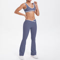 Cross high waist sports suit women's contrast color nude tight yoga clothes quick-drying breathable outdoor running fitness suit