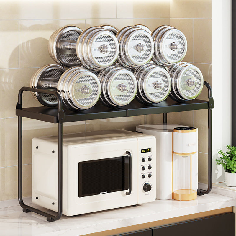 Multi-functional microwave oven rack, kitchen countertop organizer, multi-tier extendable shelf, thickened and sturdy load-bearing support