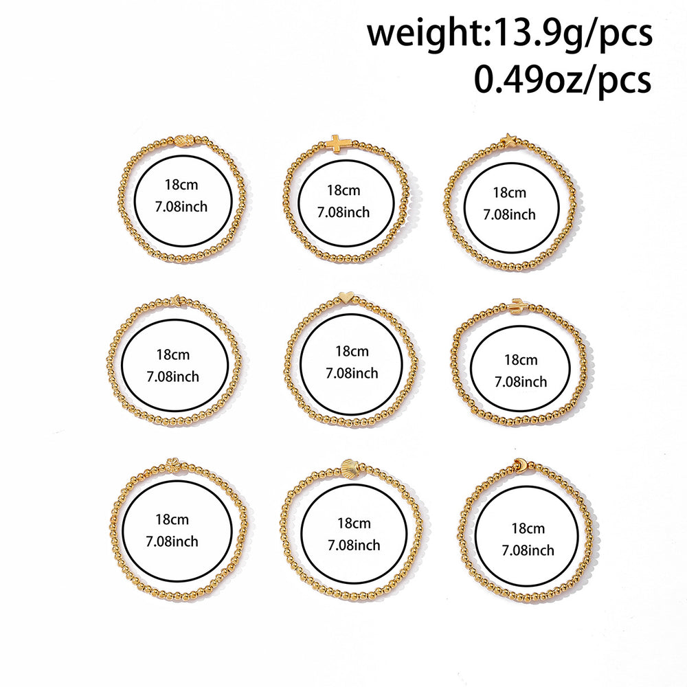 Beaded cross bracelet wholesale - european & american cross-border fashion, minimalist jewelry, personalized flower & gold bean bracelet for women