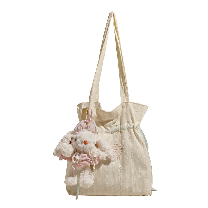 Small fresh color scheme large capacity storage bag girl sweet wind shopping bag summer new soft fabric shoulder bag