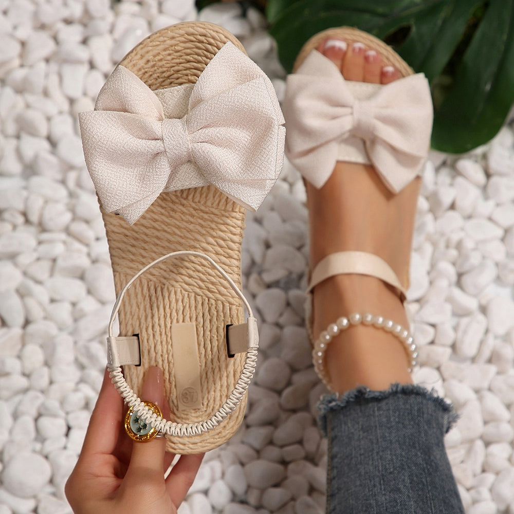 e-commerce  summer new arrival: plus size women's sandals - southeast asia style, bow accent, comfortable soft sole