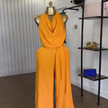 European and american cross-border women's fashion:  autumn new collection - stylish halter crop top and wide-leg pants casual set