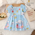 New summer girls' dress - baby cotton silk princess dress - cool & breathable floral dress with puff sleeves