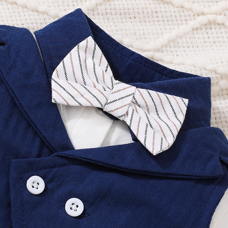 Boys' spring/autumn  new faux two-piece top, boys' british style gentleman solid color two-piece set, boys' outfit