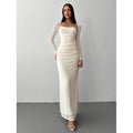 Aliexpress 1688 independent station women's elegant square neck jacquard knitted long sleeve dress gown