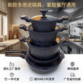 Outdoor cookware set - granite cast aluminum cookware, non-stick, household aluminum maifan stone double-layer composite base