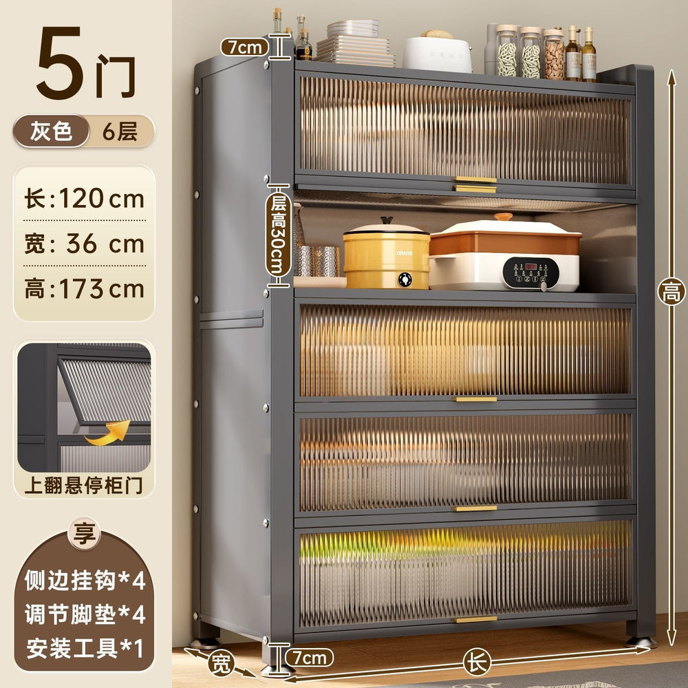 Best sellingfor homekitchen rack cabinet steel multi-layer thickened cupboard pulley storage cabinet microwave oven storage cabinet