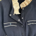 Exportfall and winterfrenchelegancecontrast colorlace collarlong sleeveselegant silmslimming lookblacklongknittingdress