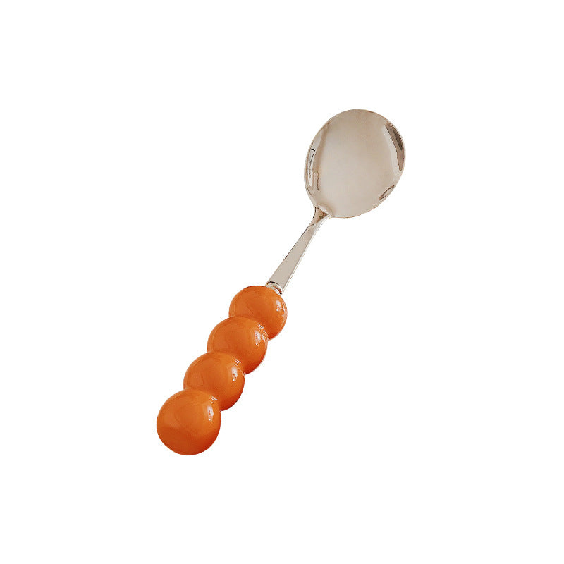 Ins candied haws stainless steel fork spoon creative dopamine high appearance spoon household tableware ball fork wholesale