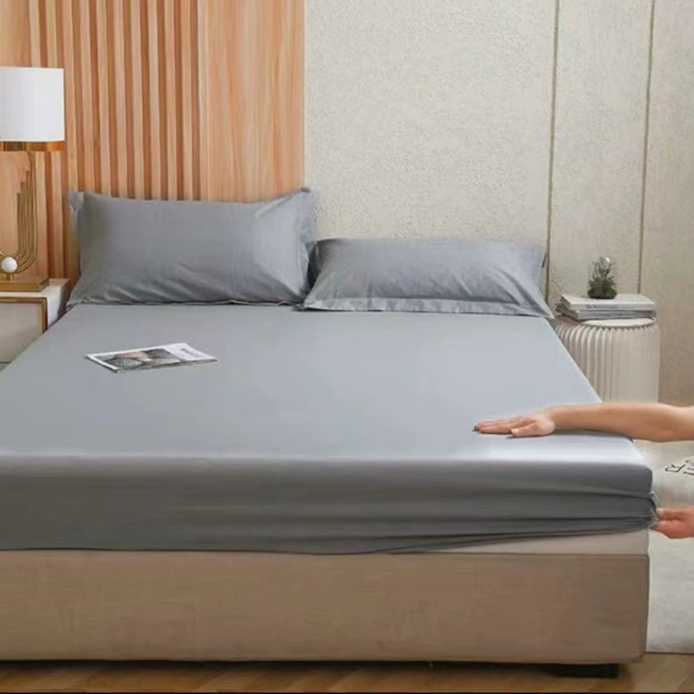 2025 new solid color full coverage fitted sheet with pillowcase wholesale for cross-border e-commerce