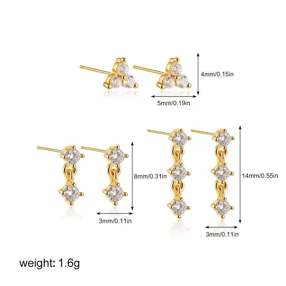 Amazon top list cross-border ins women's earrings 8 pairs earring set imitation 14k gold factory direct sales combination set