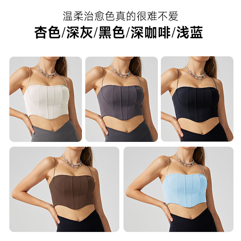 New all-in-one outwear sports intimates sleeveless sling slimming look beautiful back dance fitness women's yoga intimates with breast pads