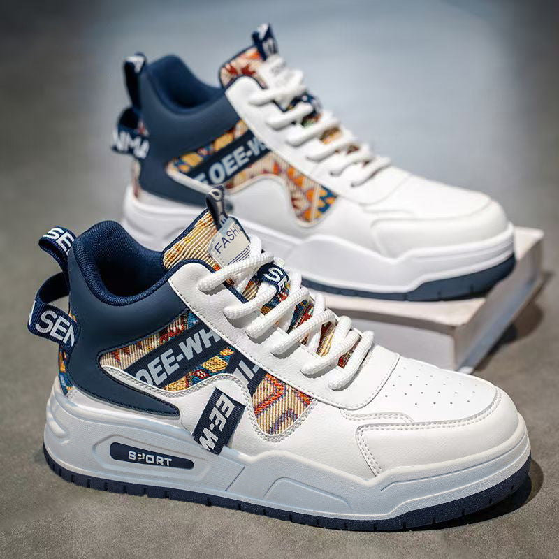 High-top men's shoes 2026 spring new arrival breathable easiest for matchcasual sneakers leather sports heightening small white student trendy shoes