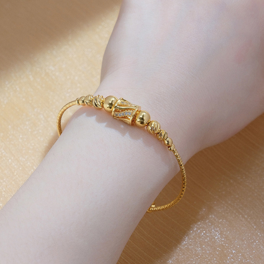 18k round ball african arabian gold women's bracelet zircon gold-plated bangle jewelry set