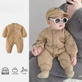 Super cute baby romper - winter fleece-lined bodysuit for newborn boys, perfect for crawling and outdoor wear