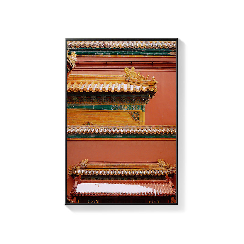 Beijing Forbidden City Snow Scene Decorative Painting New Chinese Architecture Eaves Red Wall Hanging Painting Chinese Style Restaurant Box Mural