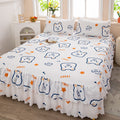 Solid color new light luxury minimalist embroidered single bed skirt fitted sheet non-slip bedspread four seasons princess style single piece