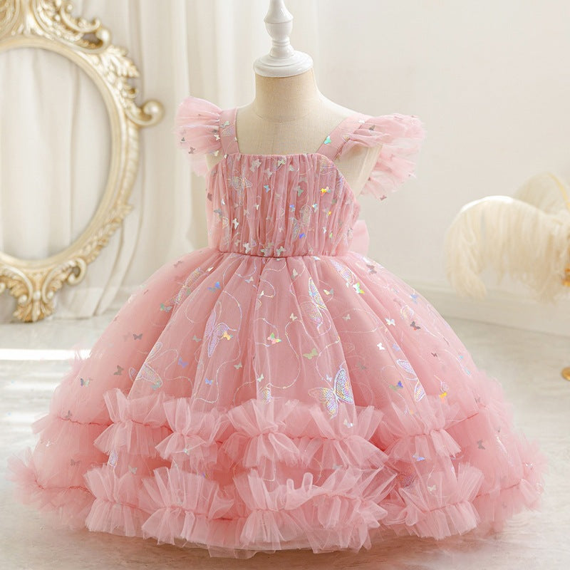 Children's birthday mesh skirt vest first birthday kids princess dress children's clothing baby wholesale dress dress summer style flower girl