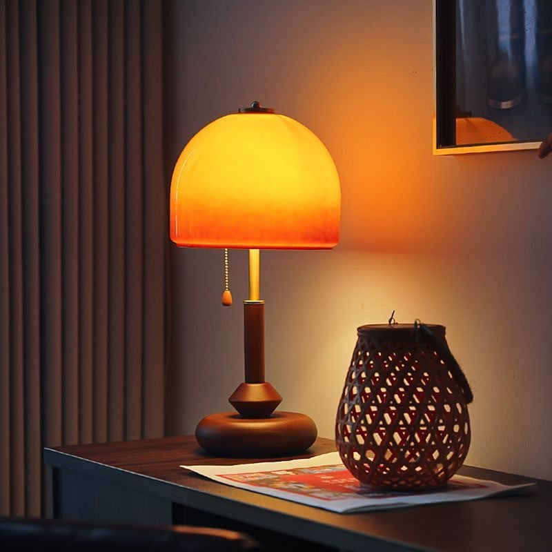 Mushroom table lamp bedroom bedside lamp retro bauhaus old shanghai study decoration ornaments atmosphere lamp solid wood lamp