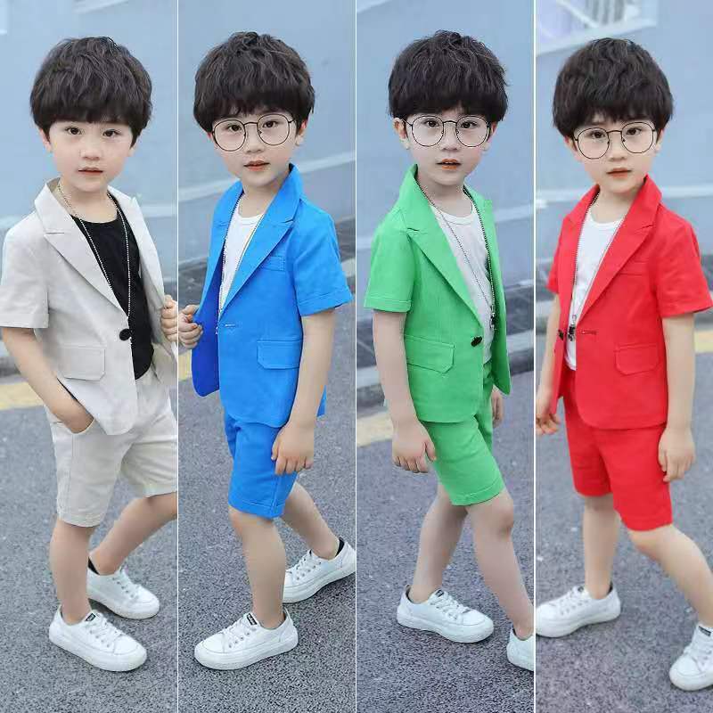 new arrival: boys' summer suit set - two-piece outfit for performances, ceremonies, and stage events