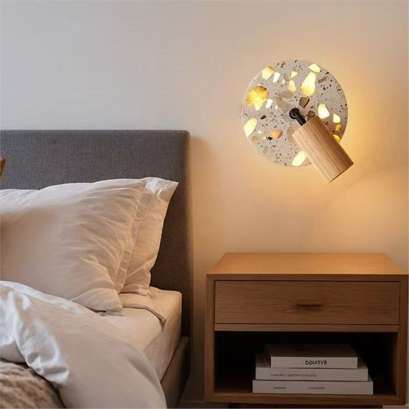 Used wabi-sabi style bedroom bedside wall lamp with switch, terrazzo b&b stairway corridor ambient rotating decorative light