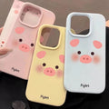 Blush pink piggy print case for apple 17 pro, korean style iphone 16/15 phone cover