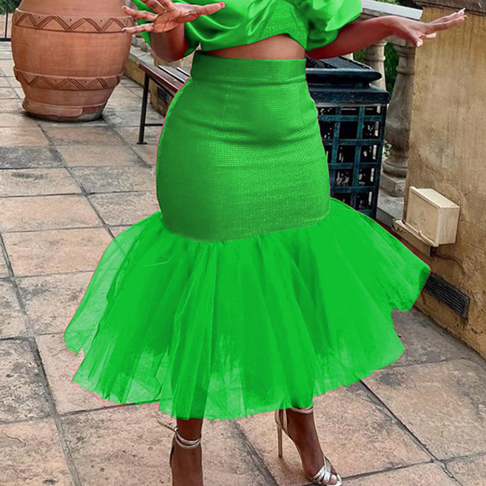 2023 autumn women's soft mesh ballet skirt, stage performance slim skirt Fashionable dress