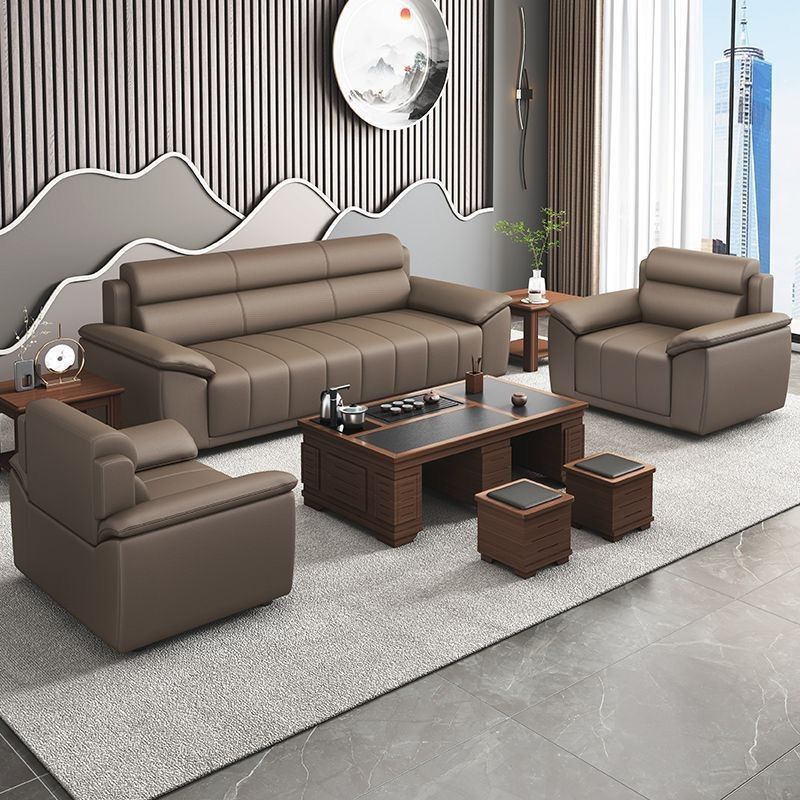 Office sofa reception business casual negotiation living room rest area genuine leather office sofa coffee table combination