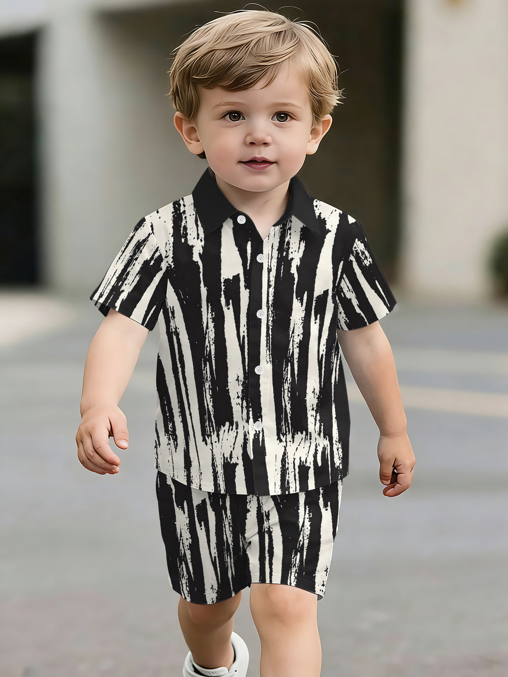 hot-selling children's short-sleeved shirt set, casual shirt set, summer simple stripes, dropshipping available