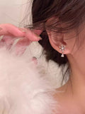 Christmas snowflake stud earrings-a1429 silver