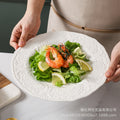 Embossed white retro western dinner plate, french steak plate, creative snack & dessert ceramic plate, cake plate