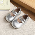 Girls' retro mary jane flats - new fashionable double-breasted versatile children's shoes - velcro soft sole leather shoes