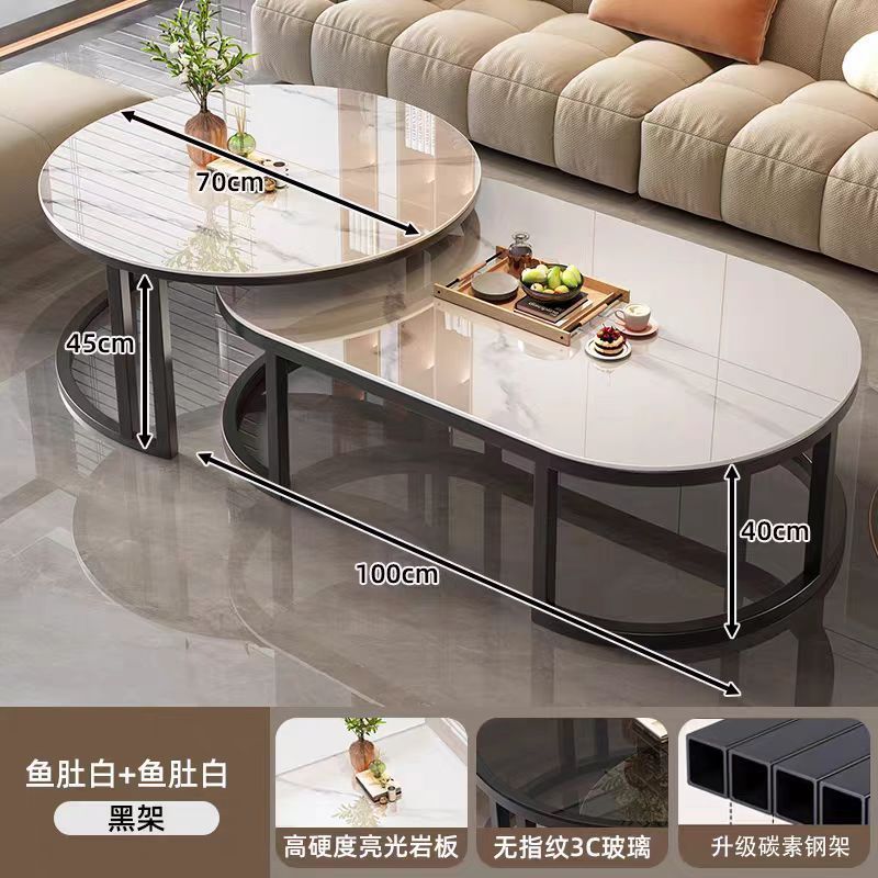 Rock slab coffee table living room for home small apartment 2025new arrivalaccessible luxuryclassy modern simple oval combination coffee table
