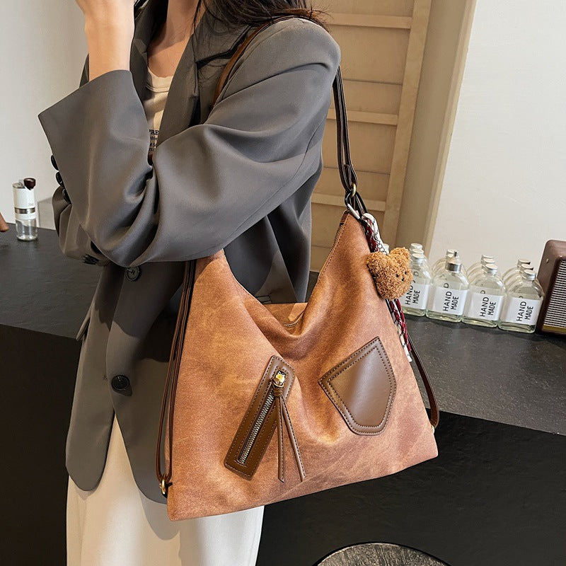Cross-border high-end retro messenger bag women's 2025 autumn and winter casual versatile single shoulder large-capacity commuter tote bag