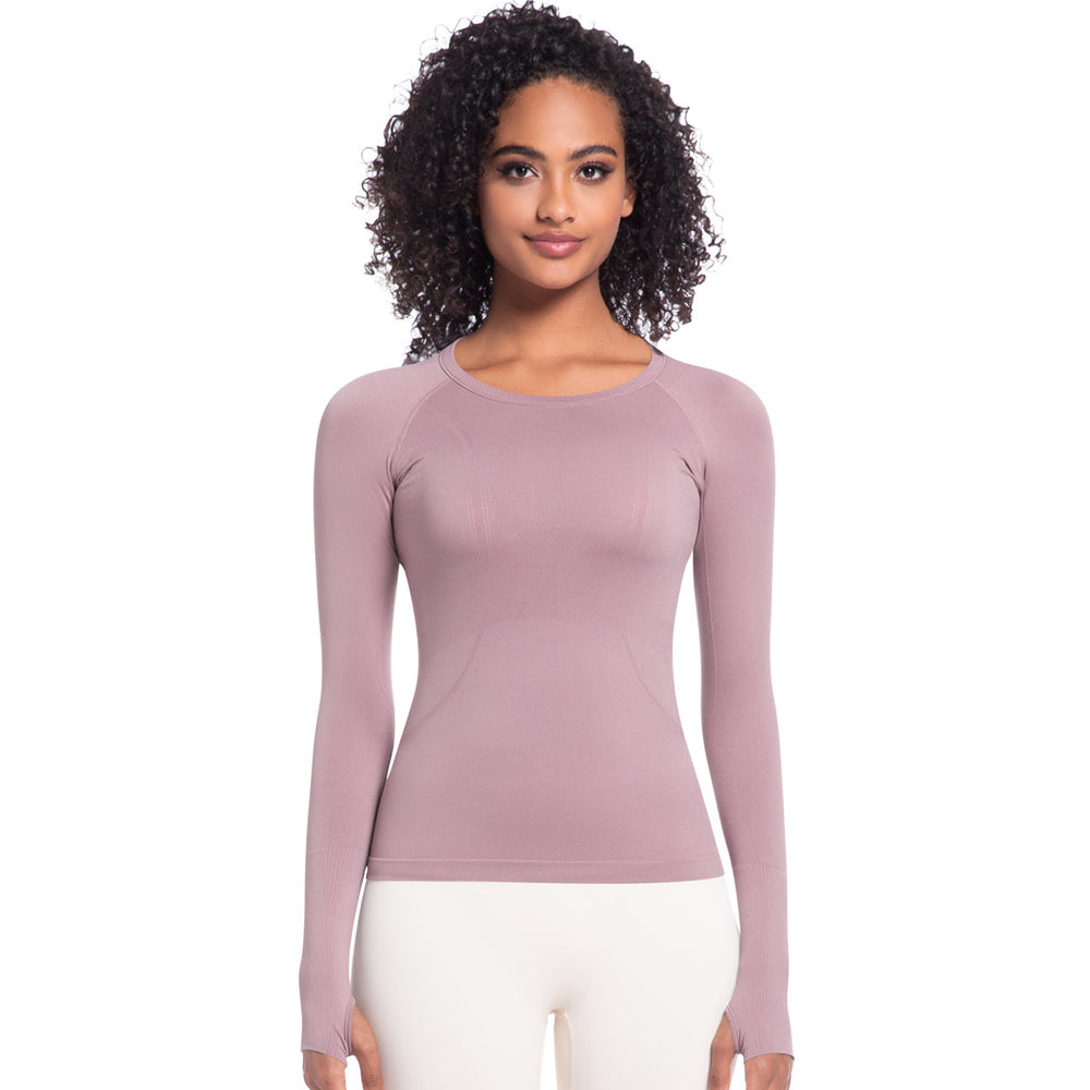 Seamless all-in-one woven yoga clothes, high-elastic tight-fitting long sleeves, quick-drying tops, running fitness sports t-shirts personalized processing