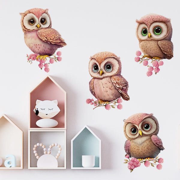 Cartoon Owl Children's Room Wall Sticker Bedroom Sofa Background Wall Animal Decorative Sticker, Haru Owl