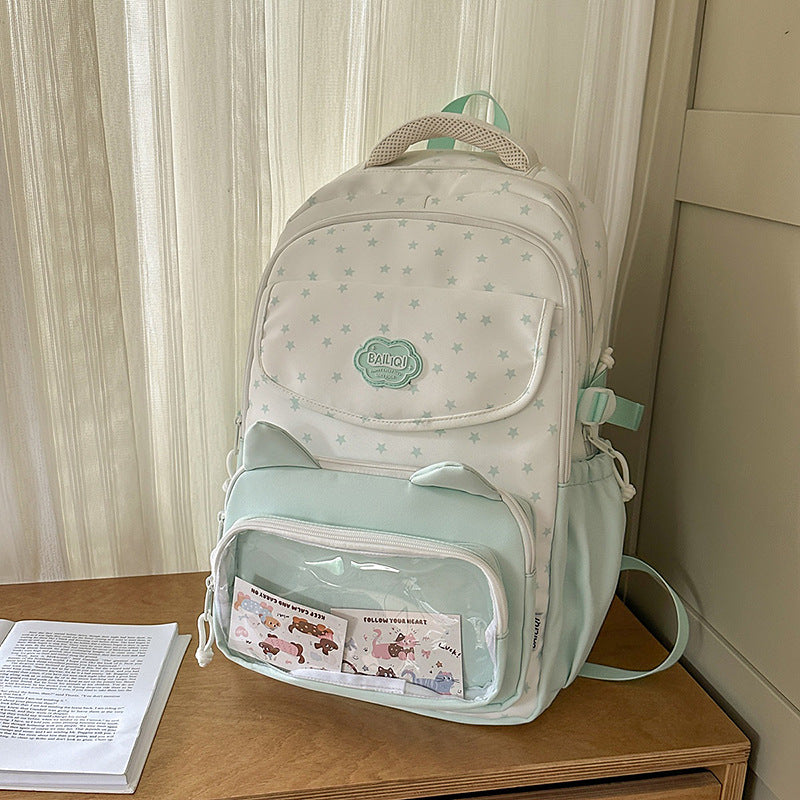Summer cartoon print cat lightweight tote bag 2025 new fashionable and cute backpack for elementary school students