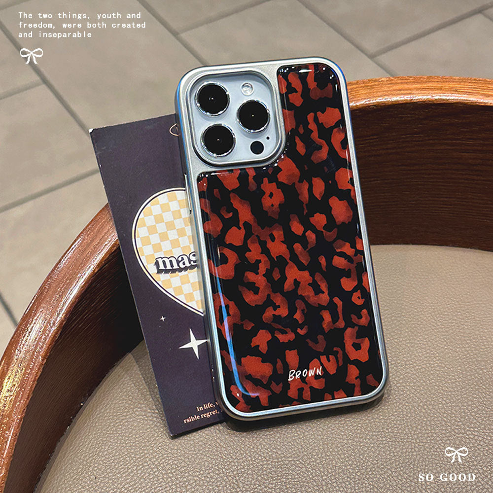 New premium leopard print electroplated phone case for iphone 16 pro max, apple 15 epoxy protective cover, unique design