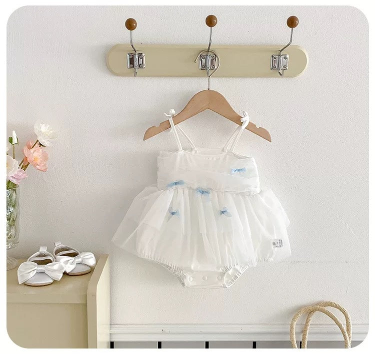 Princess dress mesh bodysuit baby summer romper lightweight baby suspender one-piece first birthday outfit tulle skirt girl trendy