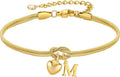 Amazon's new round snake bone fashion 18k gold plated couple friendship letter bracelet factory
