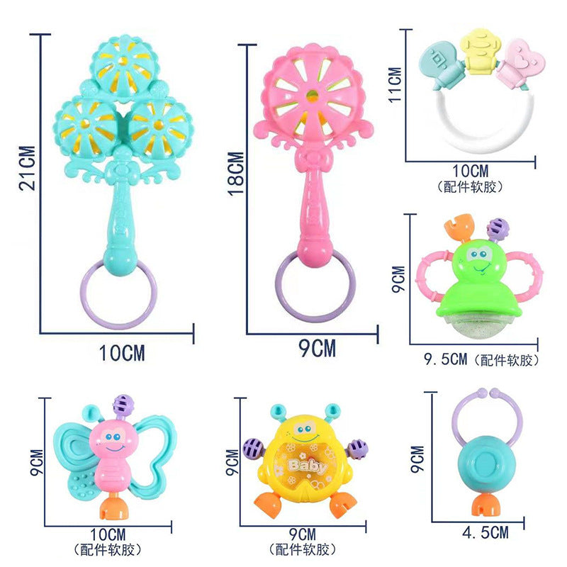 Baby Rattle Toy Creative Educational Early Education Baby Grasp Toddler Soothing Props Bite Tooth Glue Bell Set