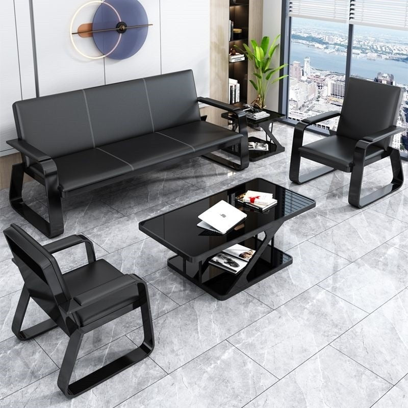 Office sofa and coffee table set - modern minimalist reception sofa for business meetings - 3-seater office sofa